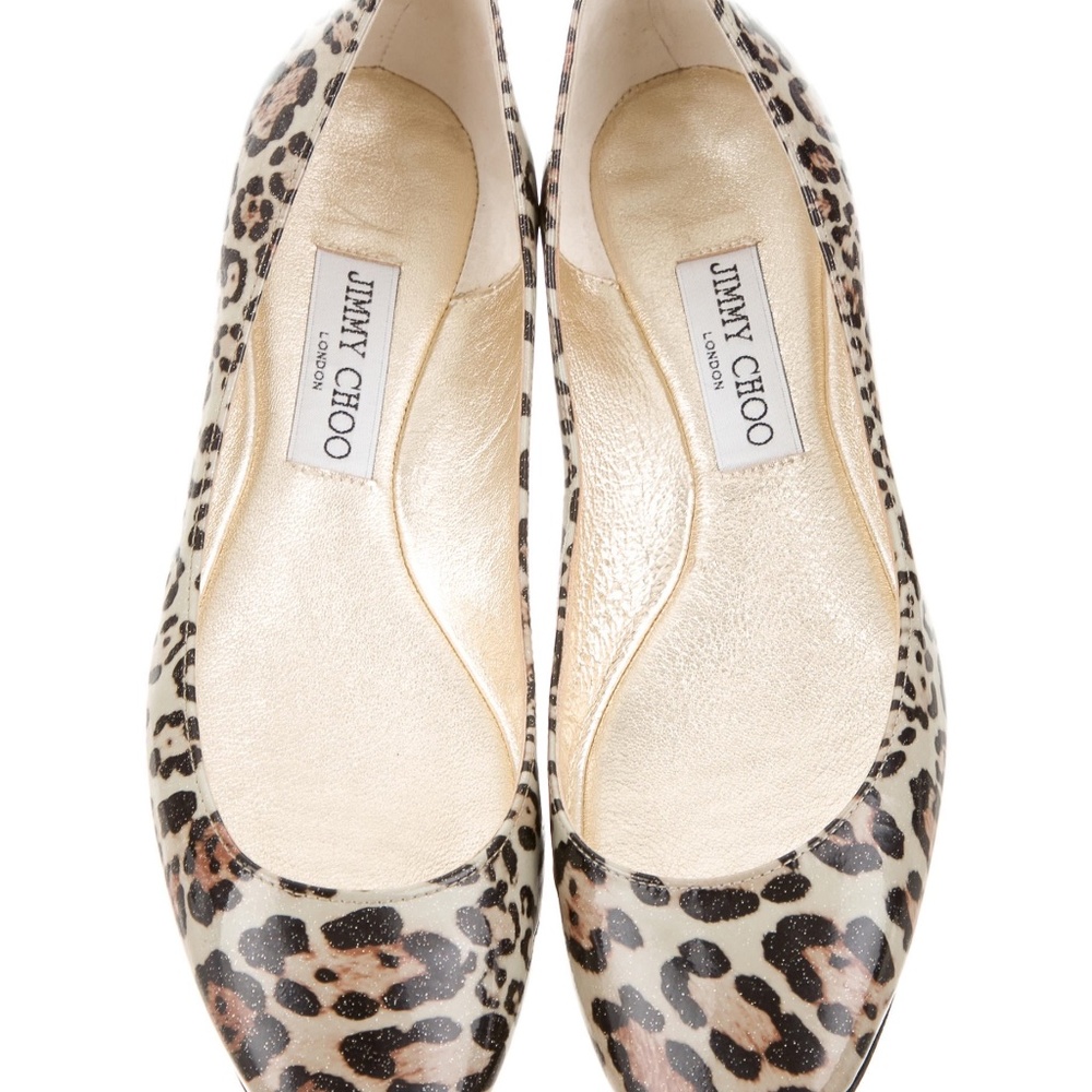 Jimmy Choo Patent Leopard Flats 38